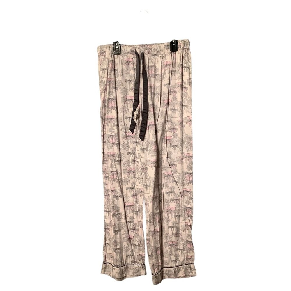 Victorias Secret‎ Women Small Bows Pajama Pants Cotton Blend Pink/Gray